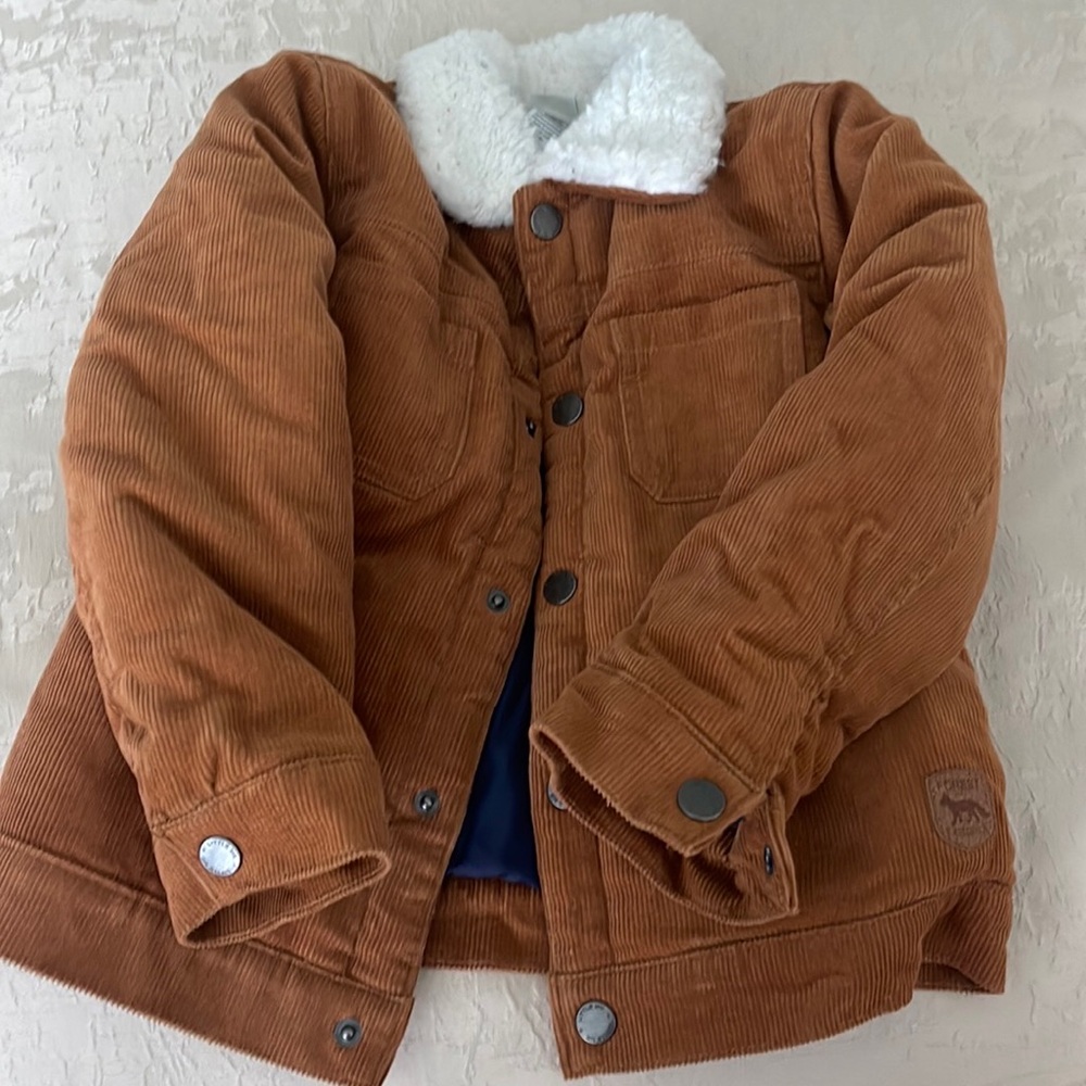 Cozy corduroy texture jacket with faux shearling collar